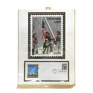 2002 USPS 9-11 COMMEMORATIVE FIRST DAY MATTED PHOTO - ENVELOPE & STAMP SEALED